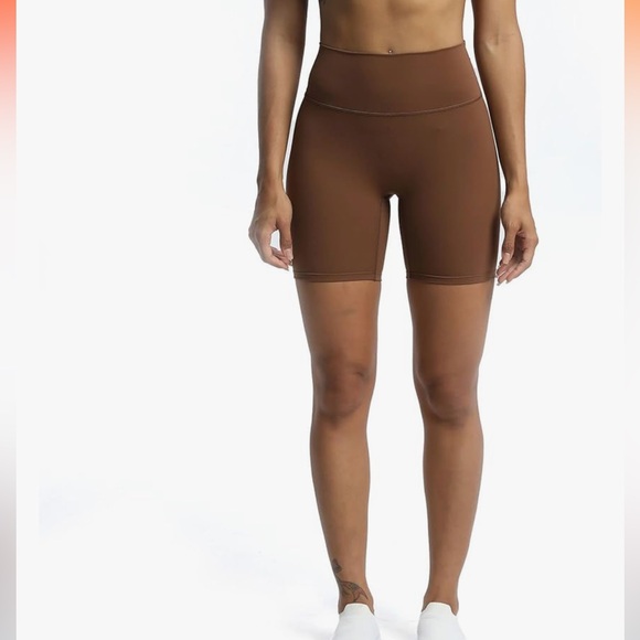 Aoxjox Trinity Workout Biker Shorts 6” • Small • Dandelion Brown - Picture 3 of 6